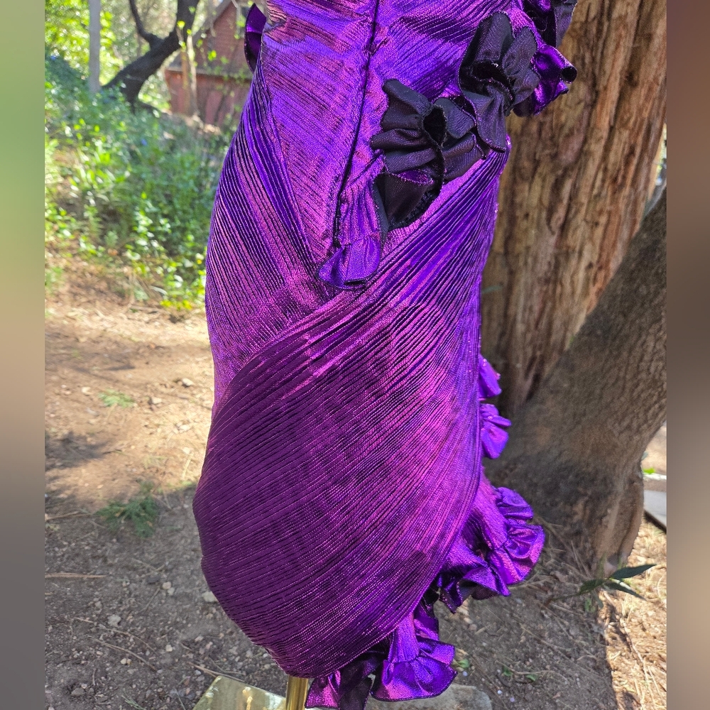 Miley Cyrus Alexandre Vauthier Purple One-Shoulder Ruffle Dress Size 36 - Picture 7 of 16